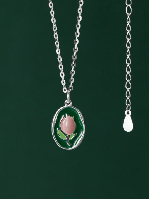 Rosh 925 Sterling Silver Enamel Flower Minimalist Necklace 0