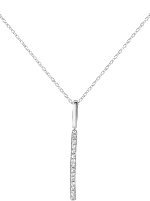 BeiFei Minimalism Silver 925 Sterling Silver bar cz stone Necklace 0