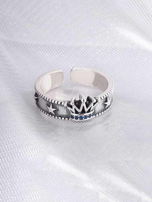 KDP-Silver 925 Sterling Silver Cubic Zirconia Crown Vintage Band Ring 2