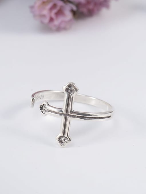XBOX 925 Sterling Silver Cross Vintage Band Ring 2