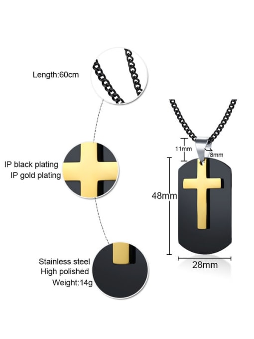 CONG Stainless steel Cross Vintage Regligious Necklace 2