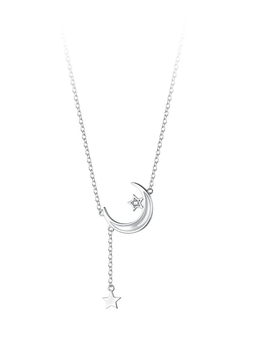 Rosh 925 Sterling Silver Shell Moon Minimalist Lariat Necklace 0