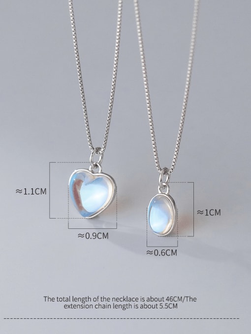 Rosh 925 Sterling Silver Lampwork Stone Heart Minimalist Necklace 4