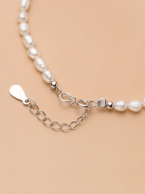 Rosh 925 Sterling Silver Imitation Pearl Bell Minimalist Beaded Bracelet 1