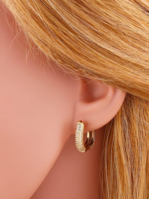 CC Brass Cubic Zirconia Round Vintage Huggie Earring 2