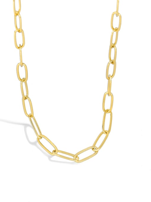 Gold paper clip chain necklace Brass Geometric Minimalist Pin Chain Necklace