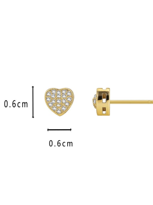 CHARME Brass Cubic Zirconia Heart Minimalist Stud Earring 2