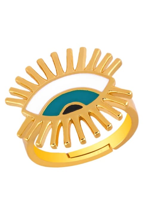 CC Brass Enamel Evil Eye Vintage Band Ring 0