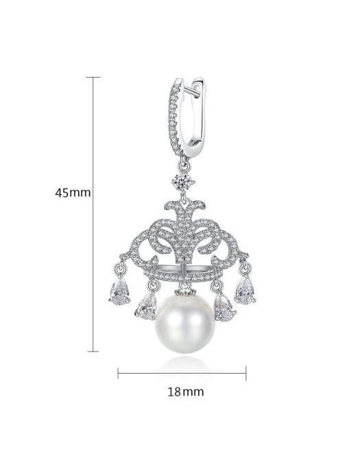 BLING SU Copper Imitation Pearl Geometric Luxury Huggie Earring 2