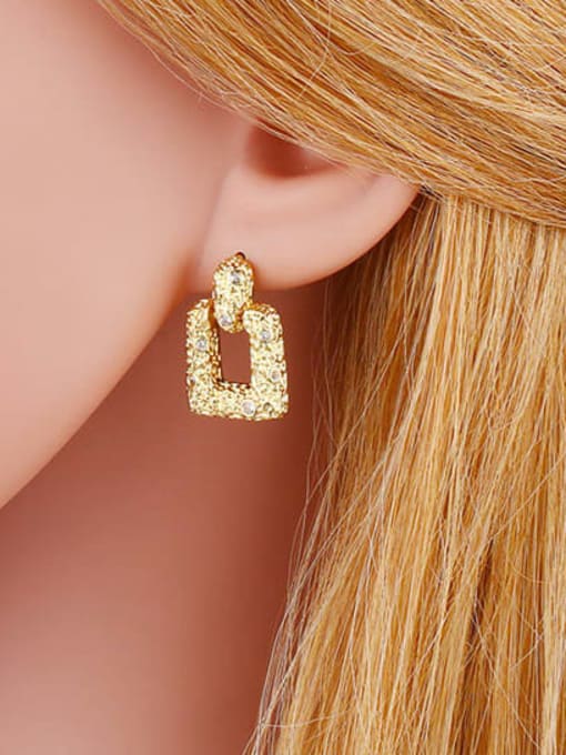 CC Brass Rhinestone Geometric Vintage Drop Earring 1
