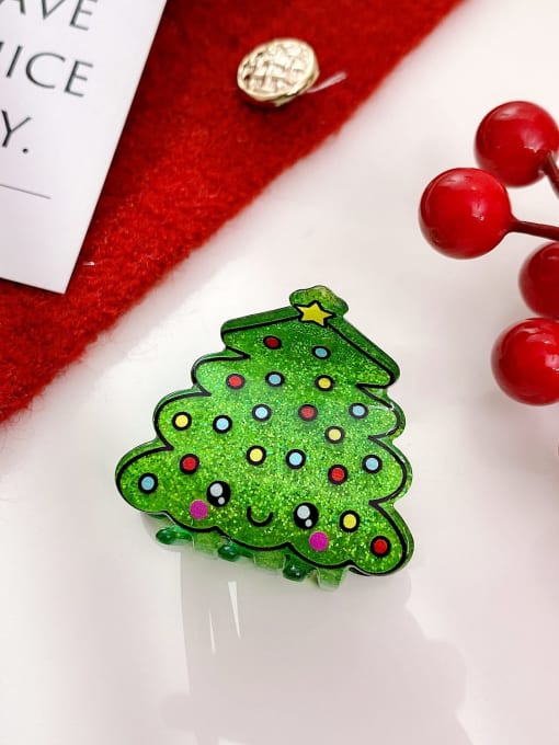 Smiling Christmas Tree 4.6cm Acrylic Cute Christmas Seris Alloy Multi Color Jaw Hair Claw