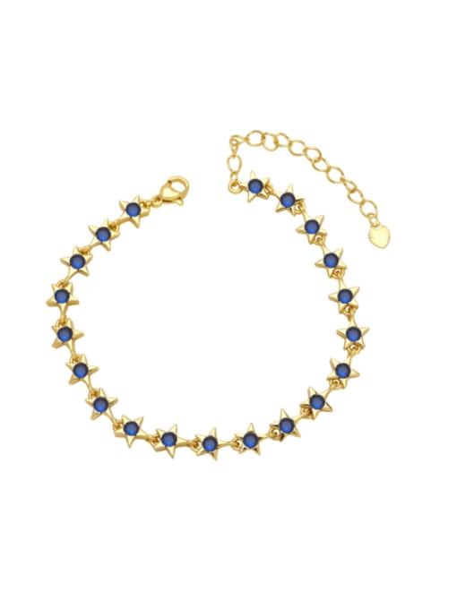 blue Brass Cubic Zirconia Pentagram Minimalist Adjustable Bracelet