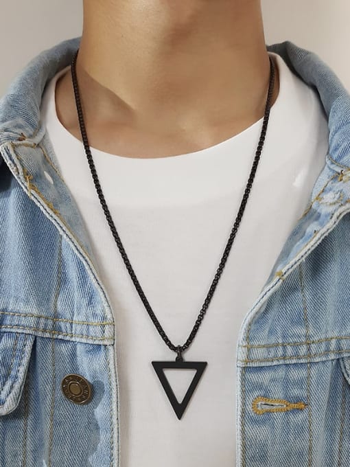 CONG Stainless steel Hollow Triangle Minimalist Necklace 3