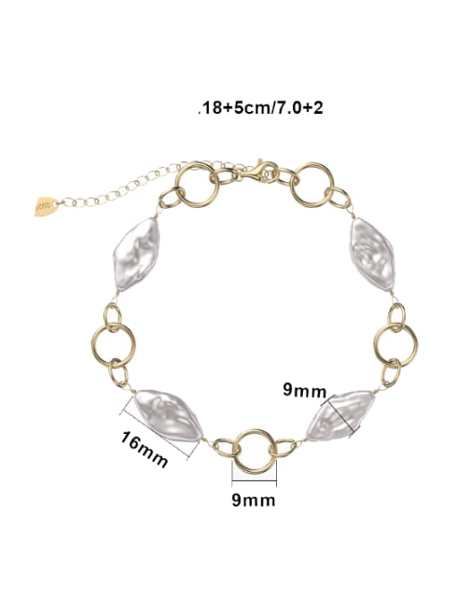 RINNTIN 925 Sterling Silver Shell Geometric Minimalist Bracelet 3