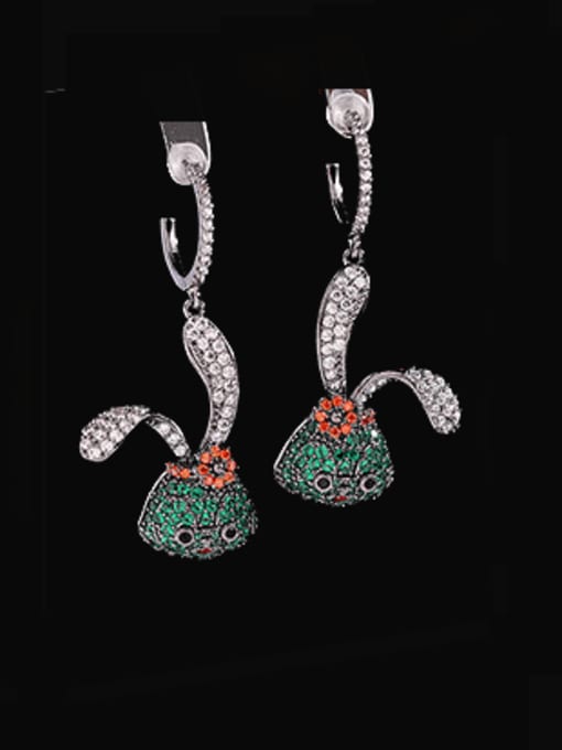 Luxu Brass Cubic Zirconia Rabbit Luxury Hook Earring 2