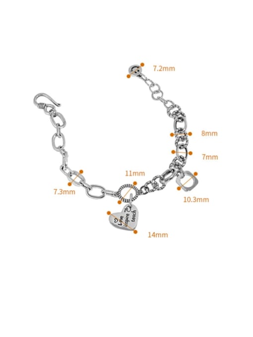 DAKA 925 Sterling Silver Hollow Geometric  Chain Vintage Link Bracelet 4