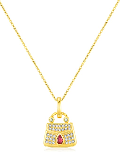 gold 925 Sterling Silver Cubic Zirconia Irregular Bag Dainty Necklace