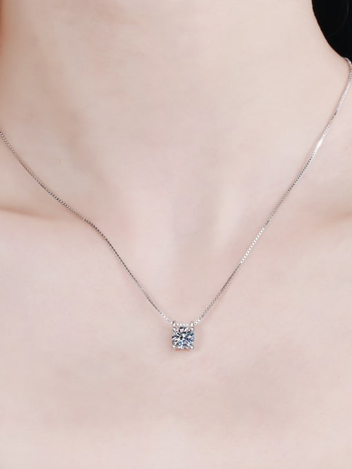 MOISS Sterling Silver Moissanite Geometric Dainty Necklace 3