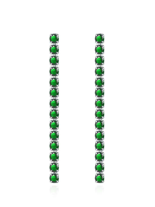 green Brass Cubic Zirconia Geometric Minimalist Cluster Earring