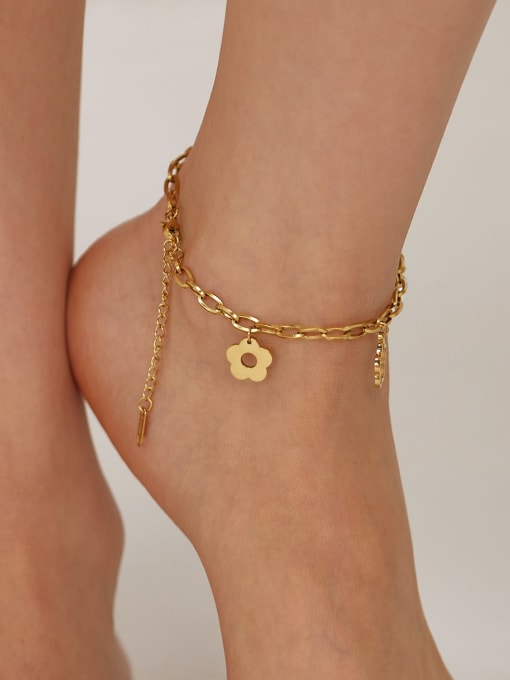 Open Sky Brass Imitation Pearl  Flower Minimalist Anklet 1