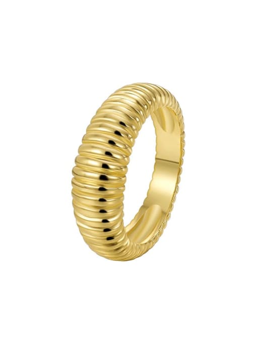Gold Wave Ring Brass Geometric Minimalist Band Ring