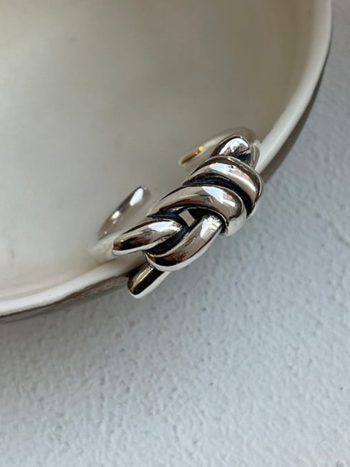 Boomer Cat 925 Sterling Silver Twist knot Vintage Band Ring 0
