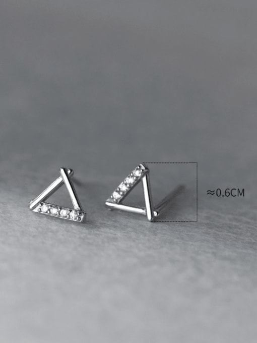 Rosh 925 Sterling Silver Cubic Zirconia Triangle Minimalist Stud Earring 3