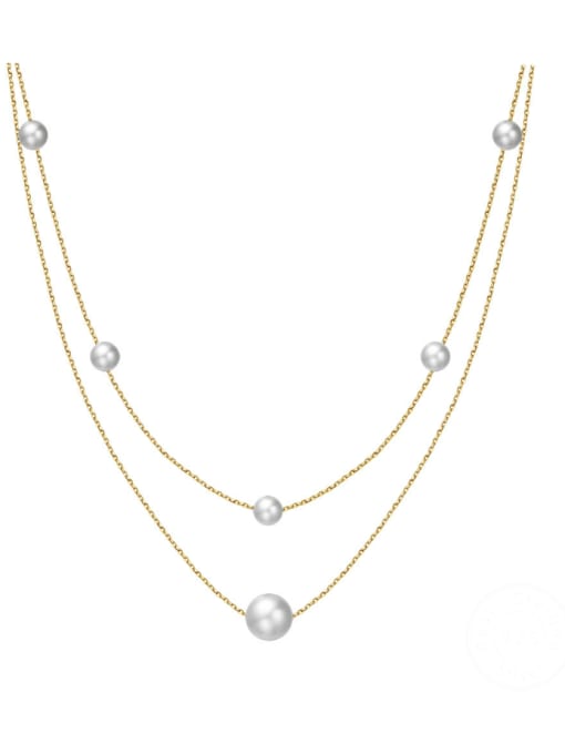 RINNTIN 925 Sterling Silver Freshwater Pearl Geometric Minimalist Multi Strand Necklace 0