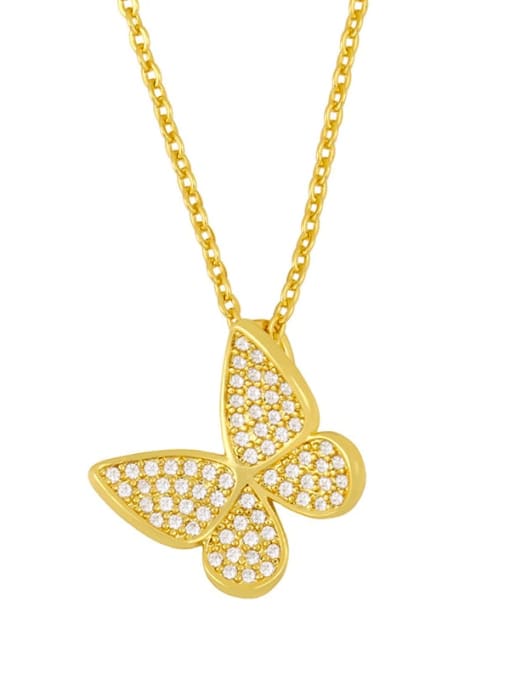 A Brass Cubic Zirconia Butterfly Vintage pendant Necklace