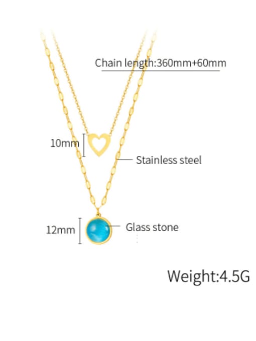 Open Sky Titanium Steel Turquoise Heart Minimalist Multi Strand Necklace 4