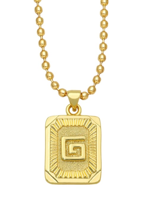 G Brass Letter Vintage Geometry Pendant Necklace