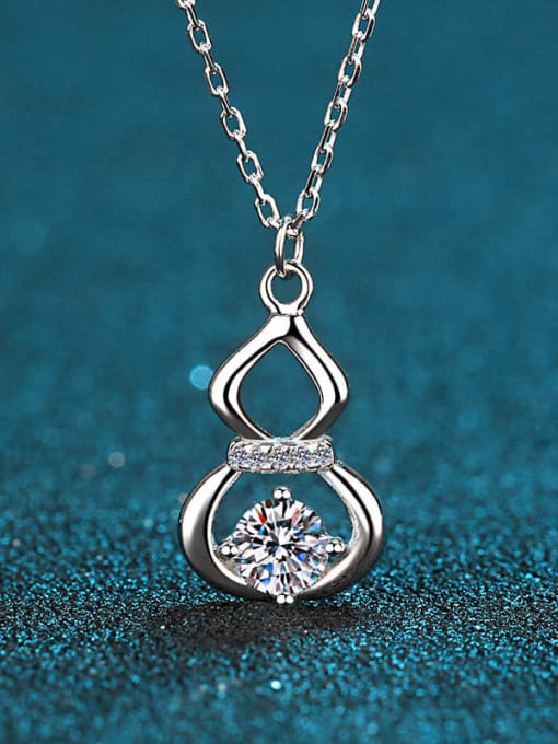0.5 CT Moissanite Sterling Silver Moissanite Geometric gourd  Dainty Necklace