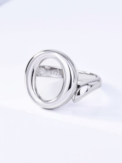 Rd0134 white gold 925 Sterling Silver Hollow Geometric Minimalist Ring