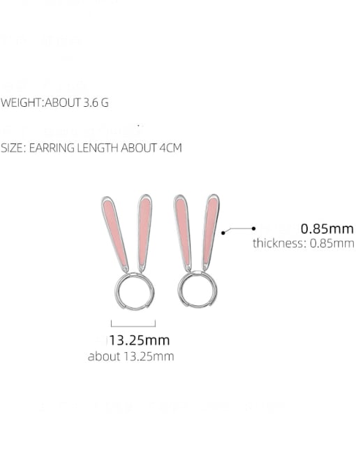 BeiFei Minimalism Silver 925 Sterling Silver Enamel Rabbit Trend Stud Earring 4