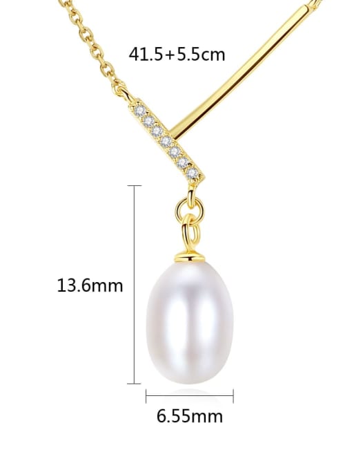 CCUI 925 Sterling Silver Imitation Pearl Geometric Minimalist Necklace 3