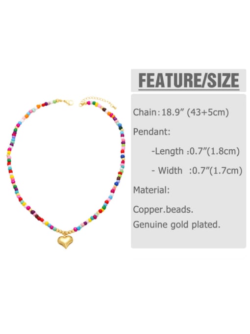 CC Brass Miyuki Millet Bead Multi Color Heart Hip Hop Beaded Necklace 2