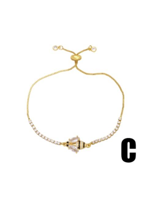 C Brass Cubic Zirconia Heart Vintage Adjustable Bracelet