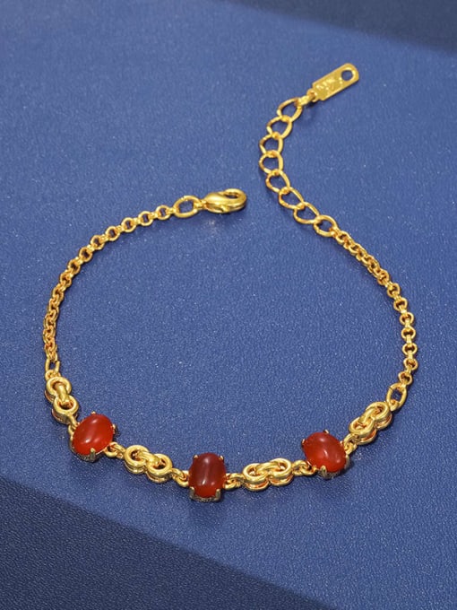 6 Red Alloy Cubic Zirconia Geometric Vintage Bracelet