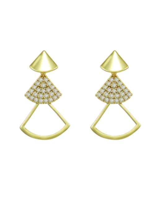 gold Alloy Cubic Zirconia Triangle Minimalist Drop Earring