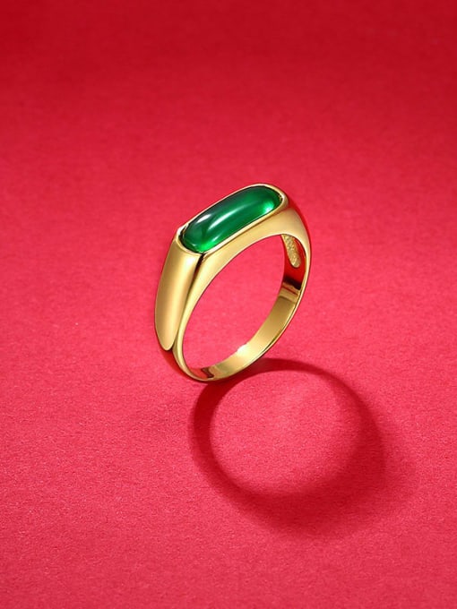 XP Alloy Emerald Green Geoetmric Vintage Band Ring 1