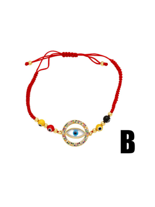 CC Brass Cubic Zirconia Evil Eye Hip Hop Handmade Weave Bracelet 2