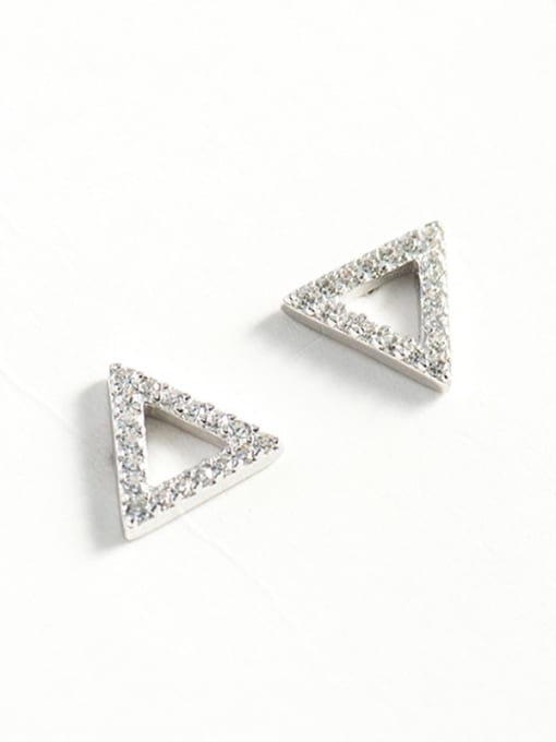 XBOX 925 Sterling Silver Rhinestone Triangle Minimalist Stud Earring 3