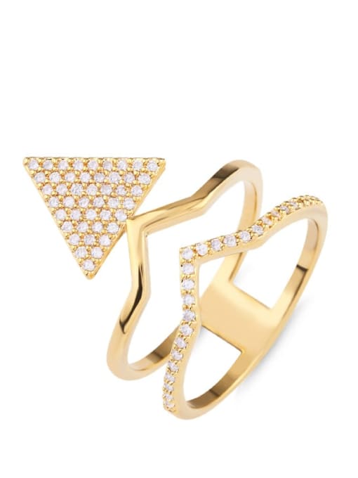 CC Brass Cubic Zirconia Triangle Statement Cocktail Ring 0