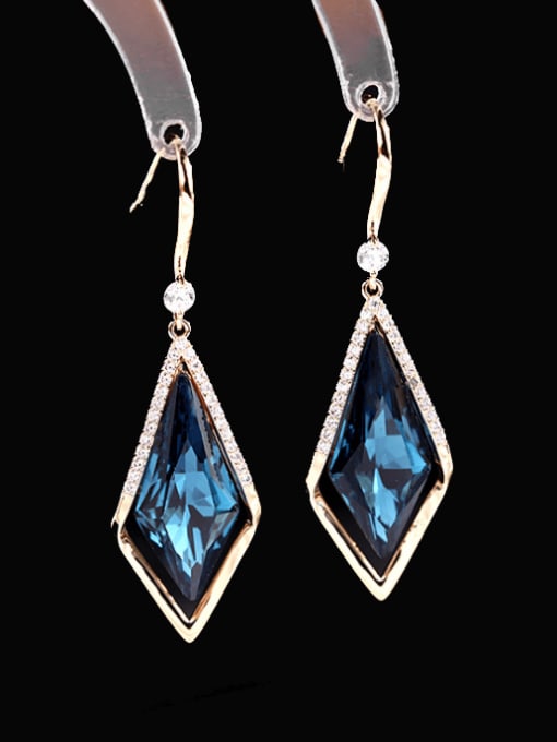 Diamond Blue Crystal Brass Cubic Zirconia Geometric Bohemia Hook Earring