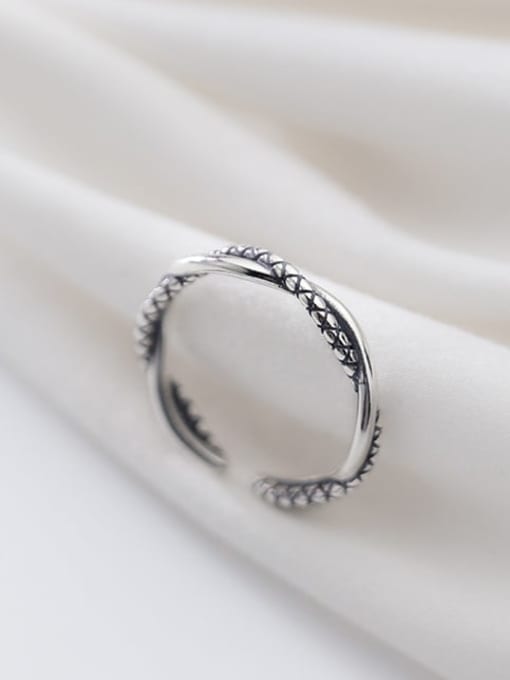 Rosh 925 sterling silver Simple fashion retro twist  free size ring 1