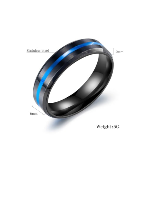 Open Sky Titanium Enamel Blue Round Minimalist Band Ring 3