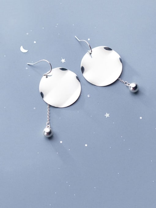 Rosh 925 Sterling Silver Smooth Round Minimalist Hook Earring 0