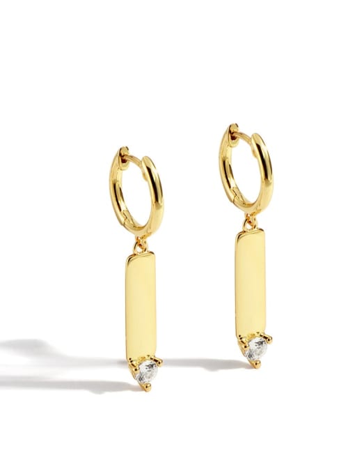 Gold long brand Zircon Earrings Brass Cubic Zirconia Geometric Minimalist Stud Earring