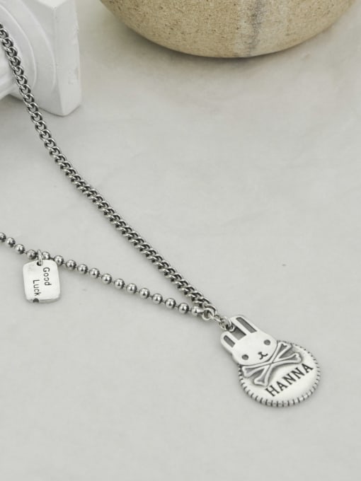 40+ 5cm Vintage Sterling Silver With Platinum Plated Simplistic Rabbit Power Necklaces