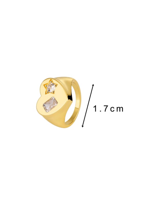 CHARME Brass Cubic Zirconia Heart Minimalist Band Ring 2